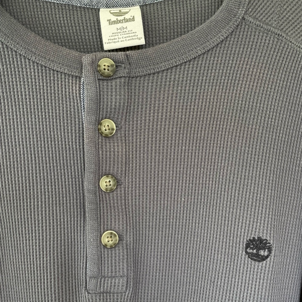 Timberland Regular Fit Waffle Long Sleeve Henley Shirt - Men’s Medium - Picture 8 of 8